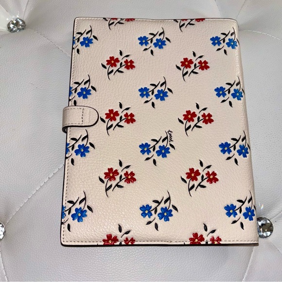 NEW Coach Refined Pebble Leather Chalk Multi Floral Print Notebook Journal - Picture 8 of 15